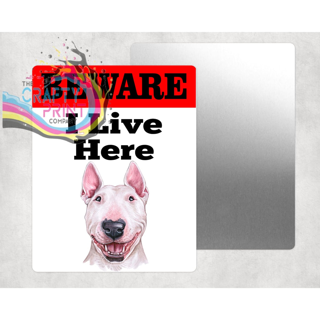 Beware Bull Terrier Lives Here Aluminium Gate Sign - Signage