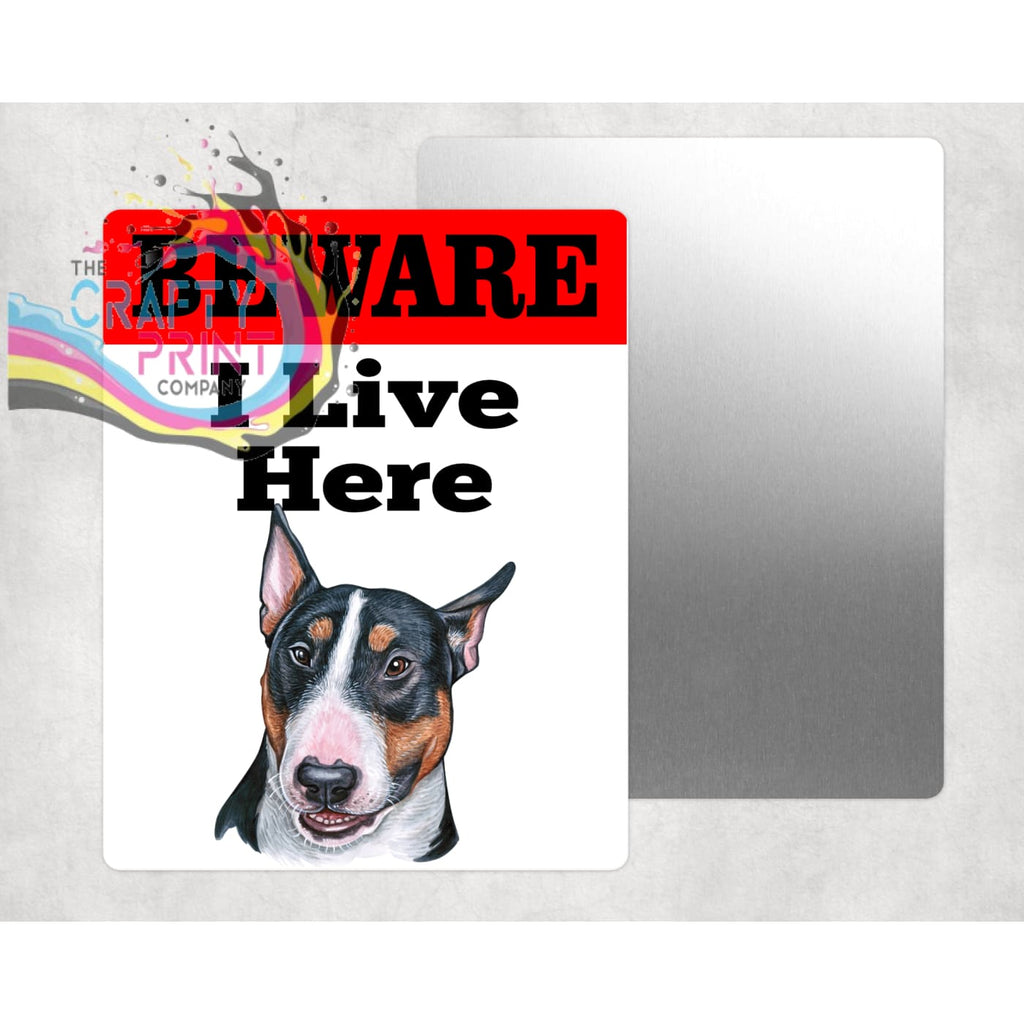 Beware Bull Terrier V2 Lives Here Aluminium Gate Sign -