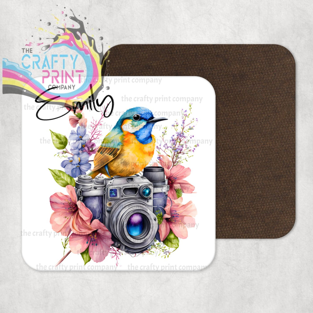 Bird on Camera with Flowers Coaster - Coasters