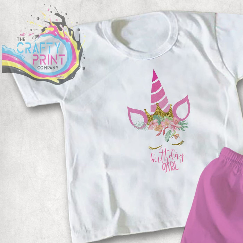 Birthday Girl Unicorn with Crown Children’s T-shirt - Shirts