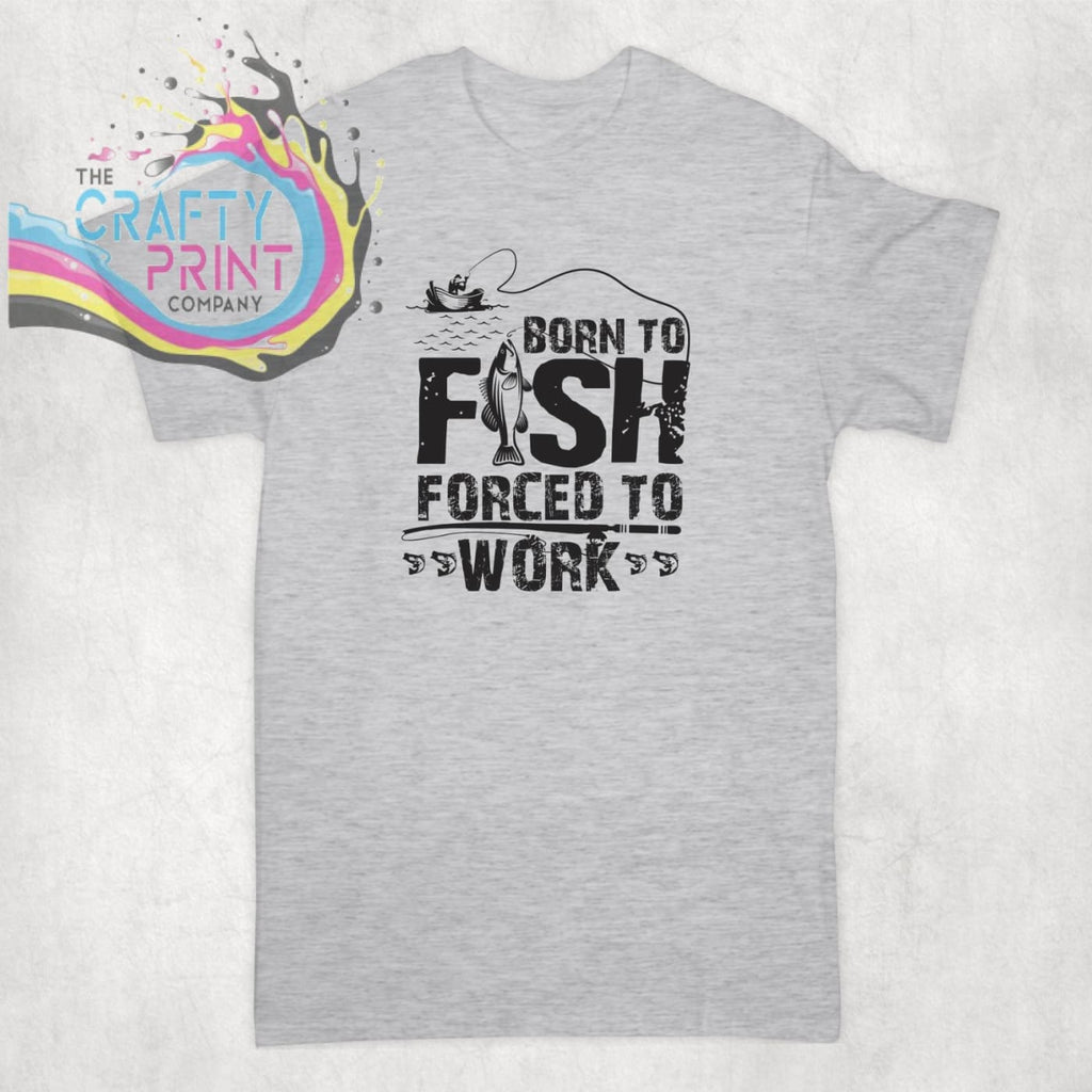 Born To Fish Forced to Work T-shirt - Grey - Shirts & Tops