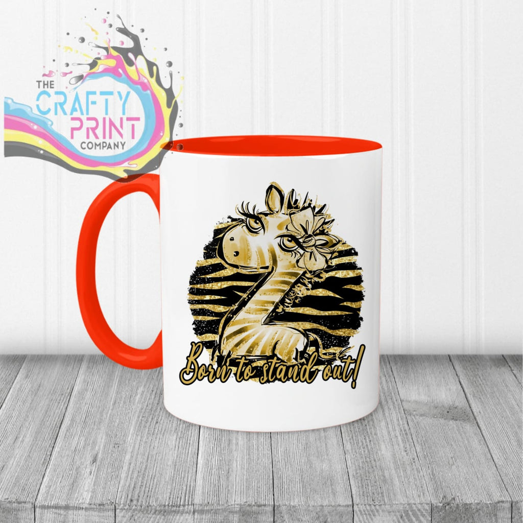 Born to Stand Out Giraffe Mug - Red Handle & Inner - Mugs