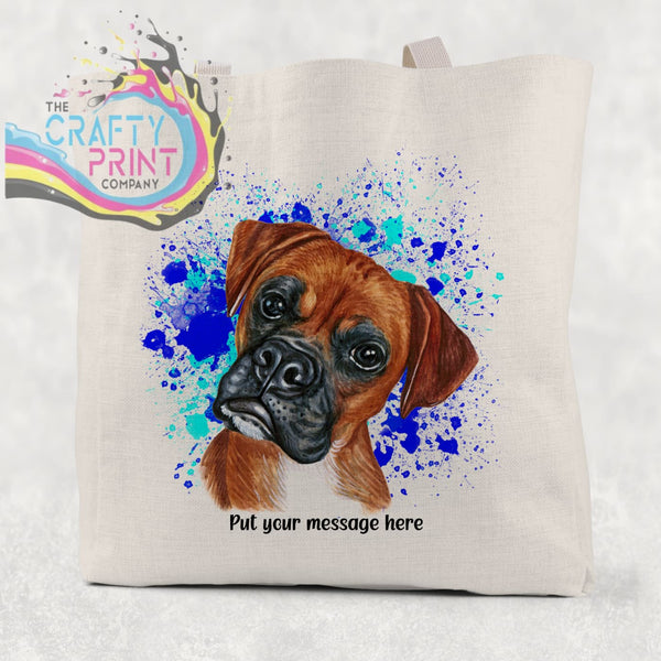 Boxer Paint Splatter Personalised Cotton Tote Bag - Blue -