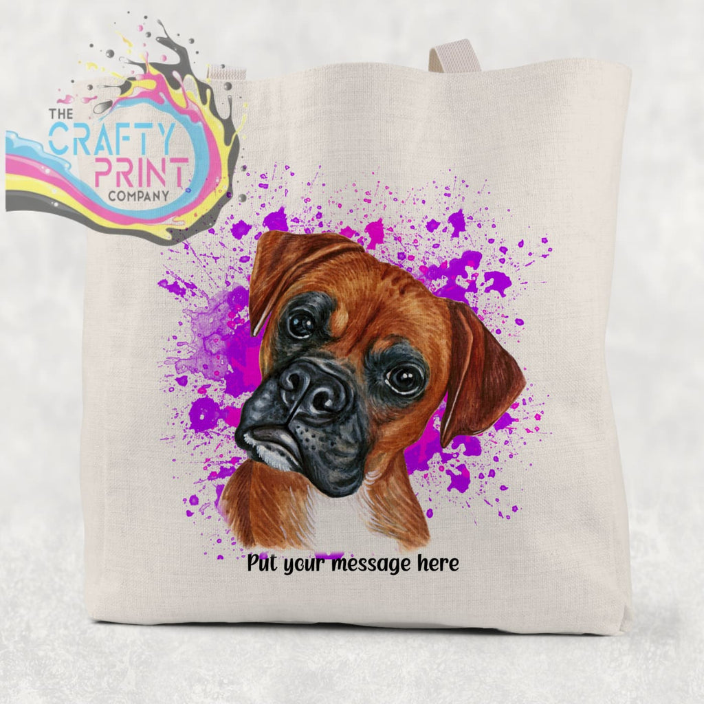 Boxer Paint Splatter Personalised Cotton Tote Bag - Pink -