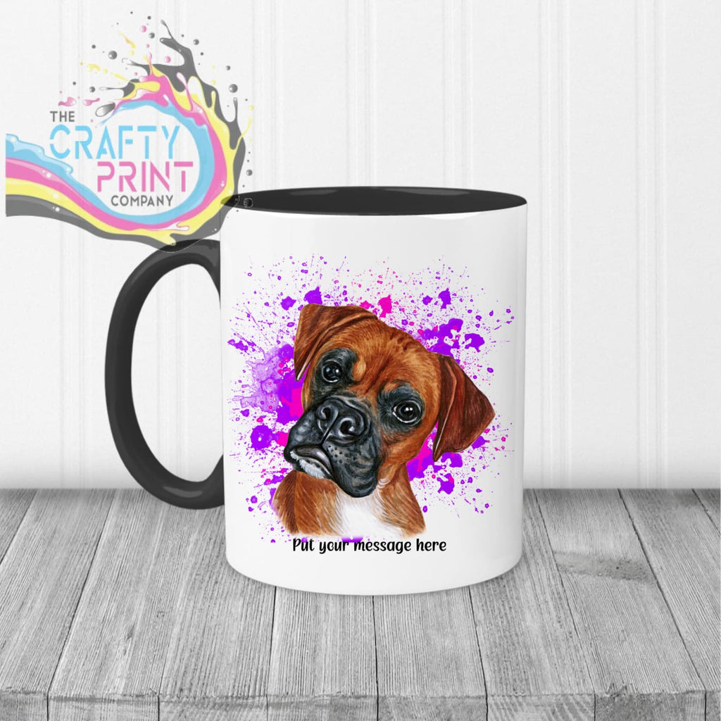 Boxer Paint Splatter Personalised Mug - Black Handle & Inner