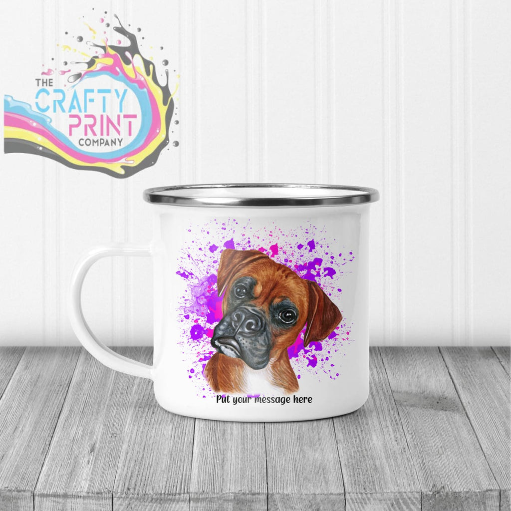 Boxer Paint Splatter Personalised Mug - Enamel / Pink -