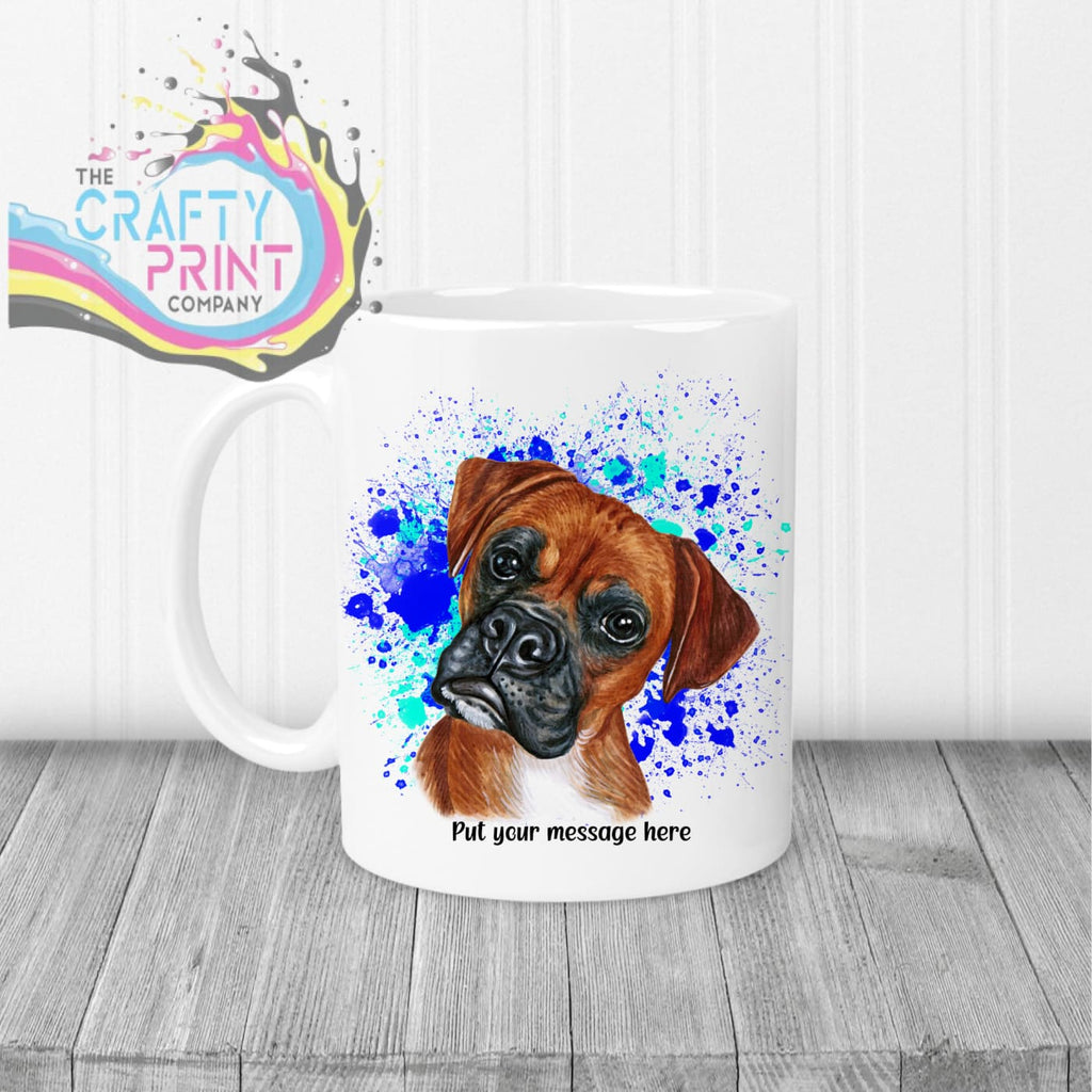 Boxer Paint Splatter Personalised Mug - White Handle &