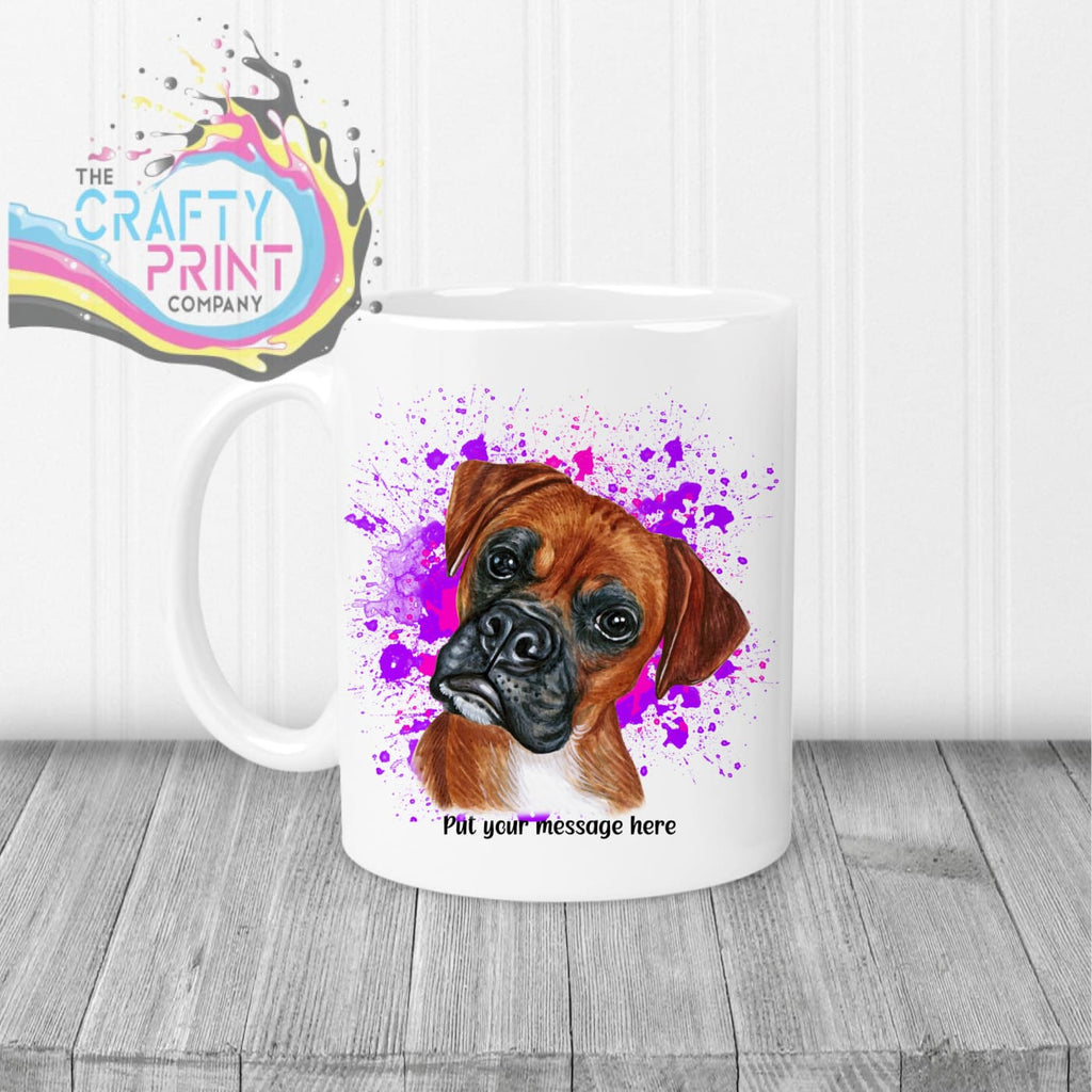 Boxer Paint Splatter Personalised Mug - White Handle &