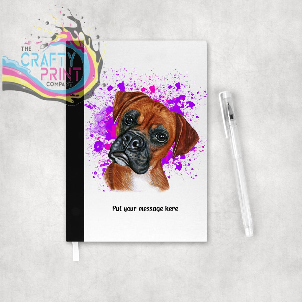 Boxer Paint Splatter Personalised Organiser Notebook - Pink