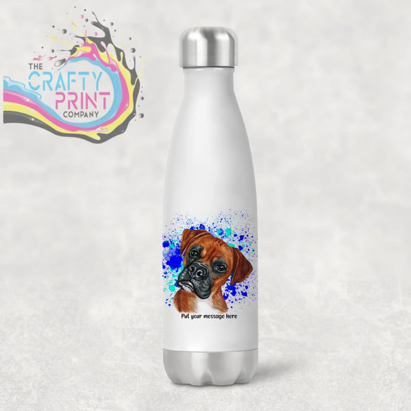 Boxer Paint Splatter Personalised Water Bottle - Blue -