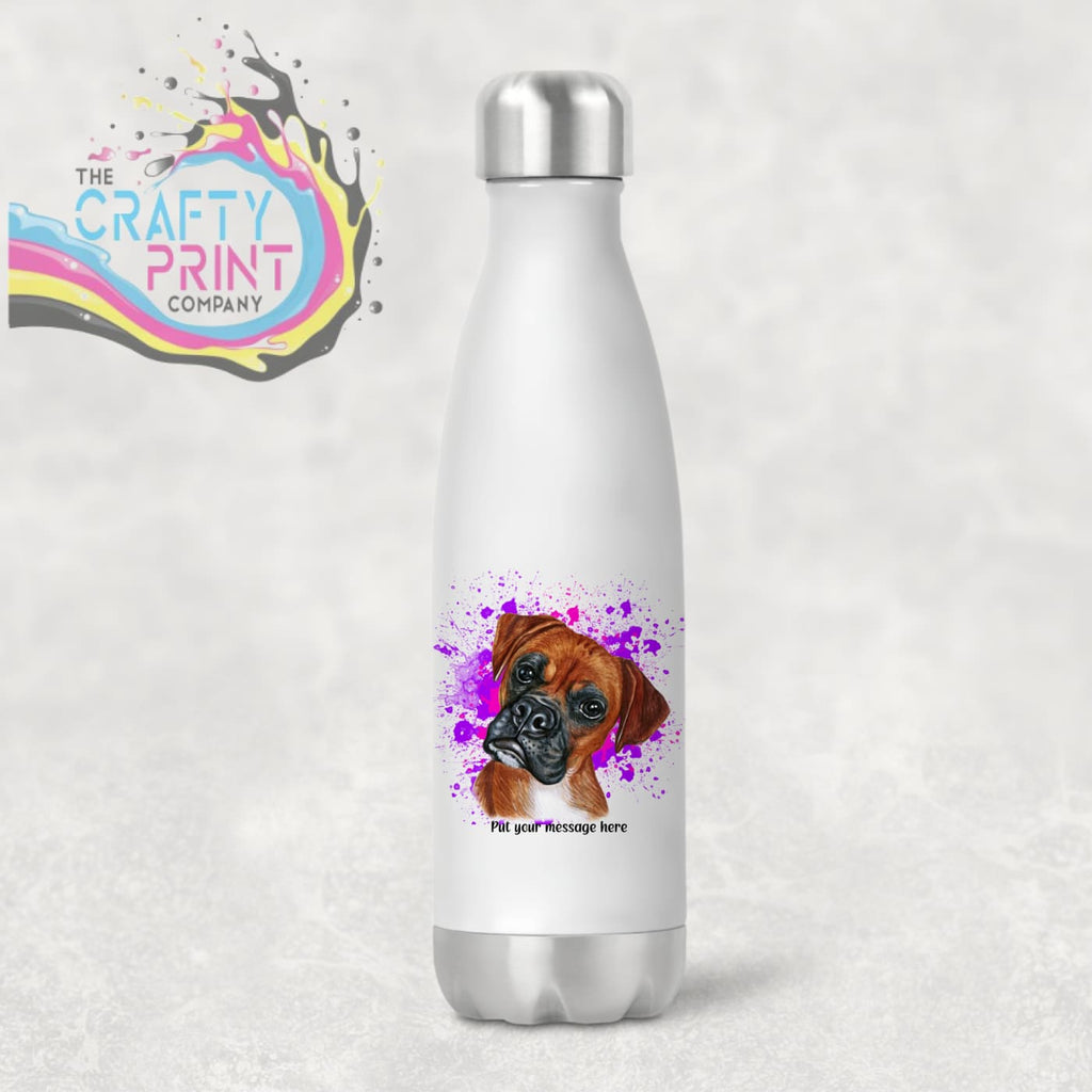 Boxer Paint Splatter Personalised Water Bottle - Pink -