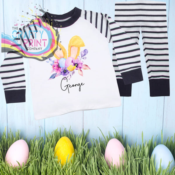 Bunny Ears with Flowers Eggs Personalised Toddler Pyjamas