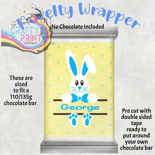 Bunny Personalised Chocolate Bar Wrapper - Blue - Wrapping