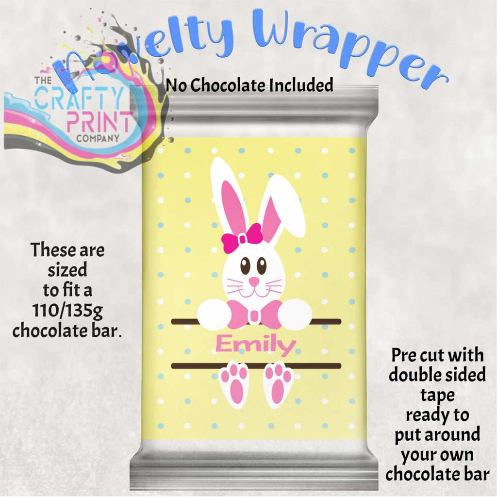 Bunny Personalised Chocolate Bar Wrapper - Pink - Wrapping