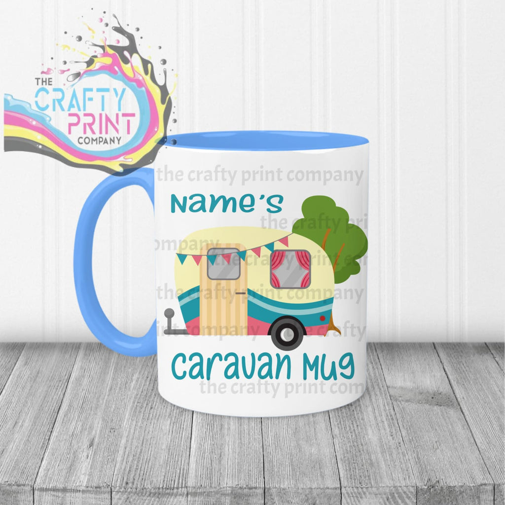 Personalised Caravan Mug - Blue Handle & Inner / Mugs
