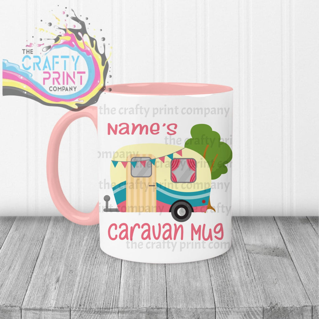 Personalised Caravan Mug - Pink Handle & Inner / Mugs