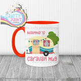 Personalised Caravan Mug - Red Handle & Inner / Pink - Mugs