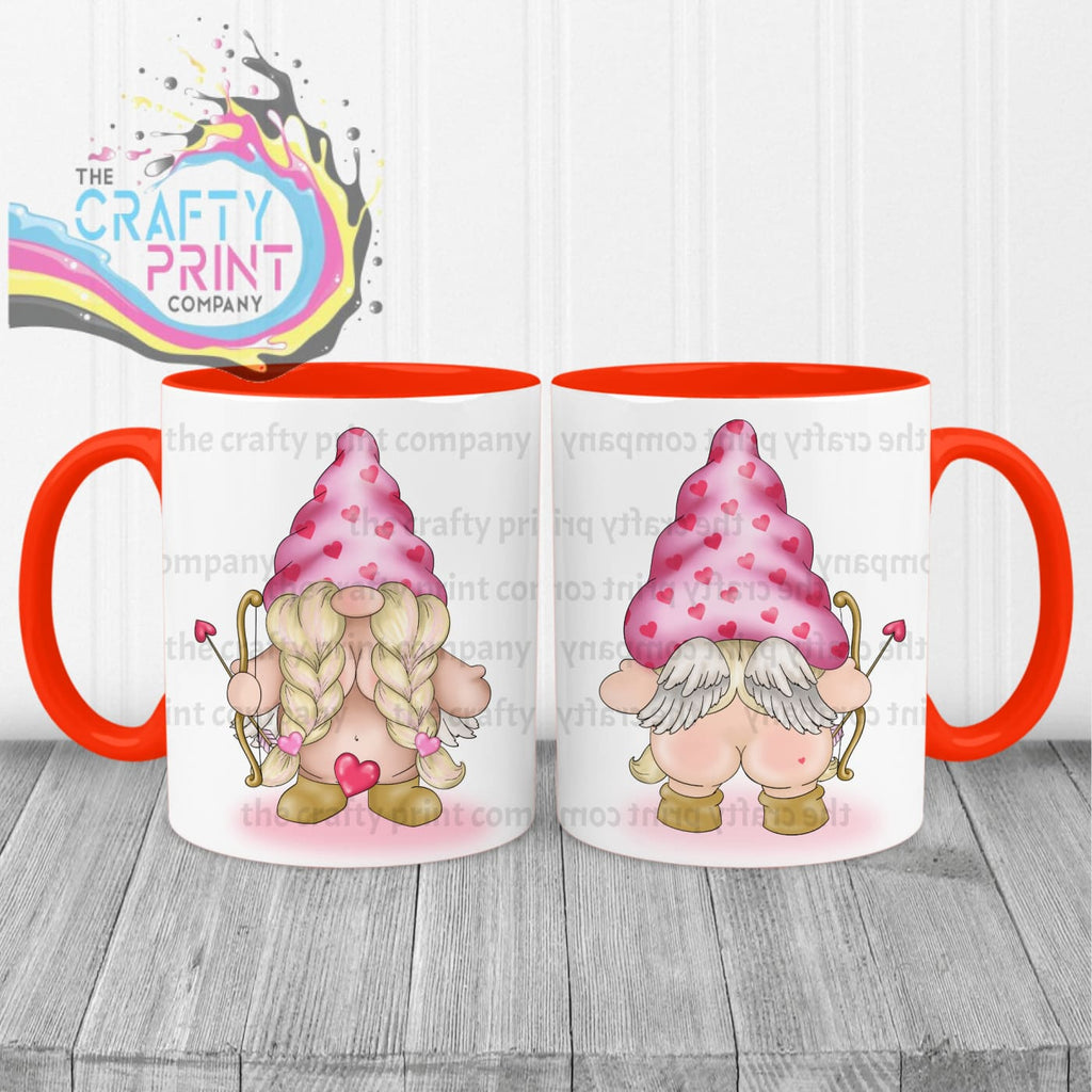 Cheeky Bum Cupid Female Gonk Mug - Red Handle & Inner - Mugs
