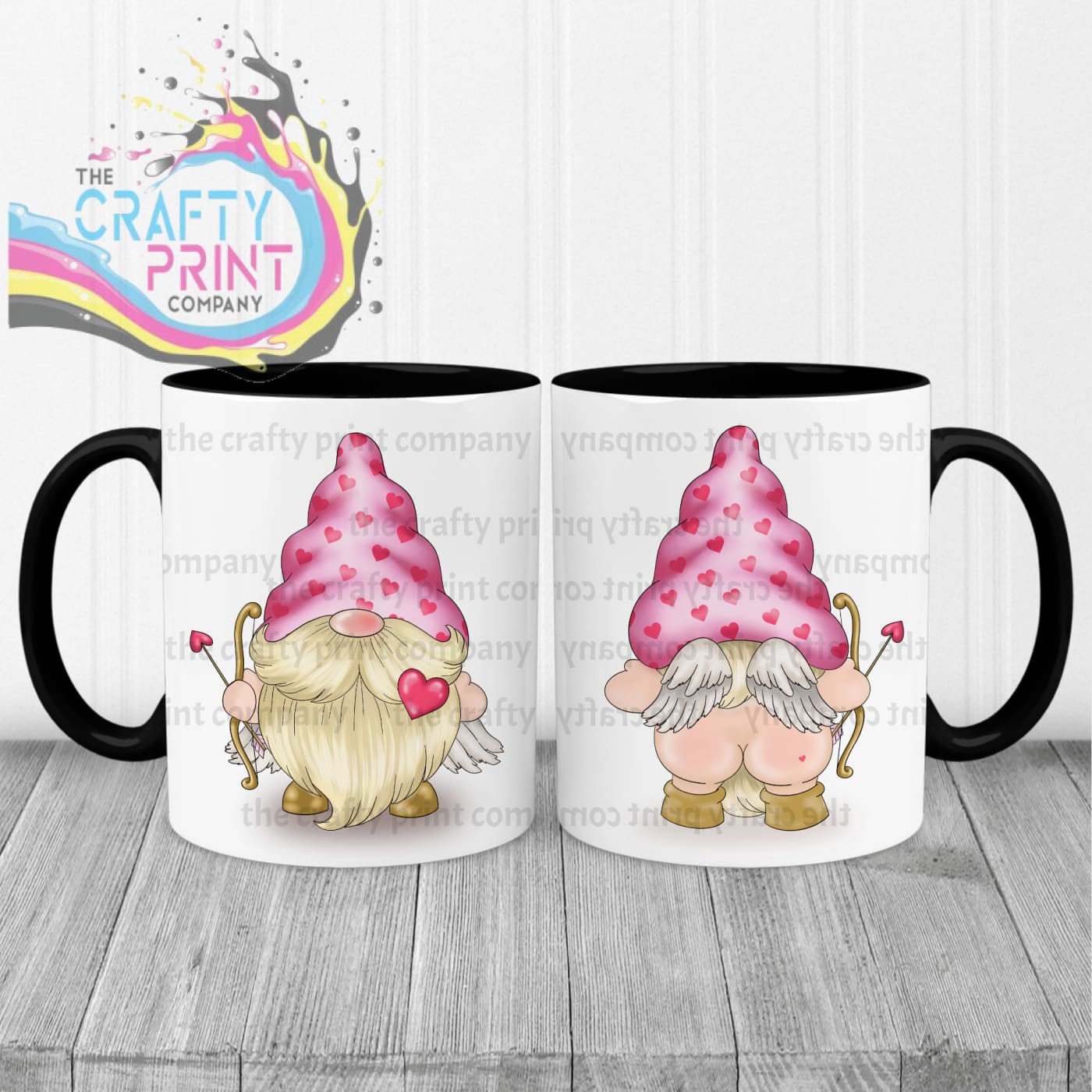 Cheeky Bum Cupid Gonk Mug - Black Handle & Inner - Mugs