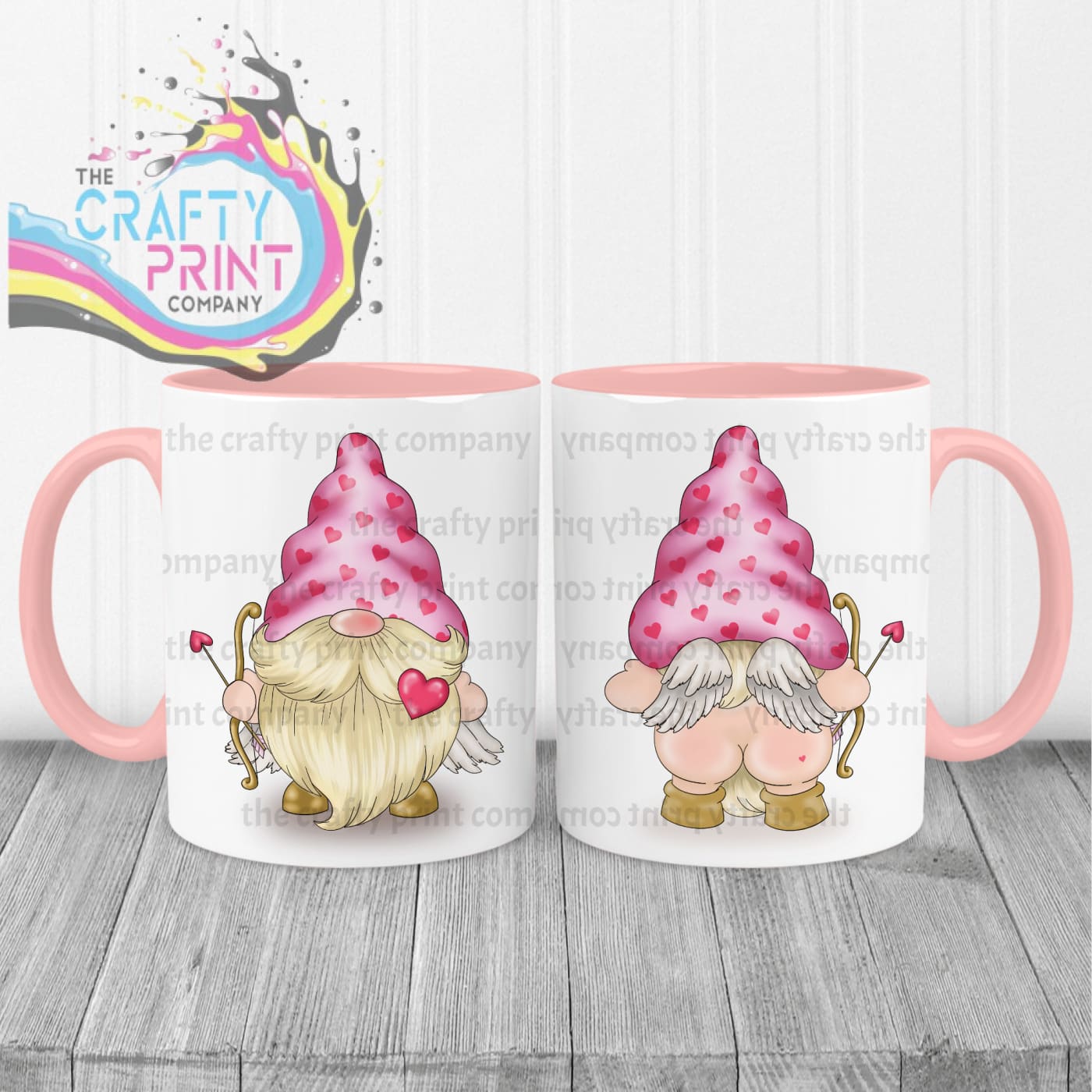 Cheeky Bum Cupid Gonk Mug - Pink Handle & Inner - Mugs