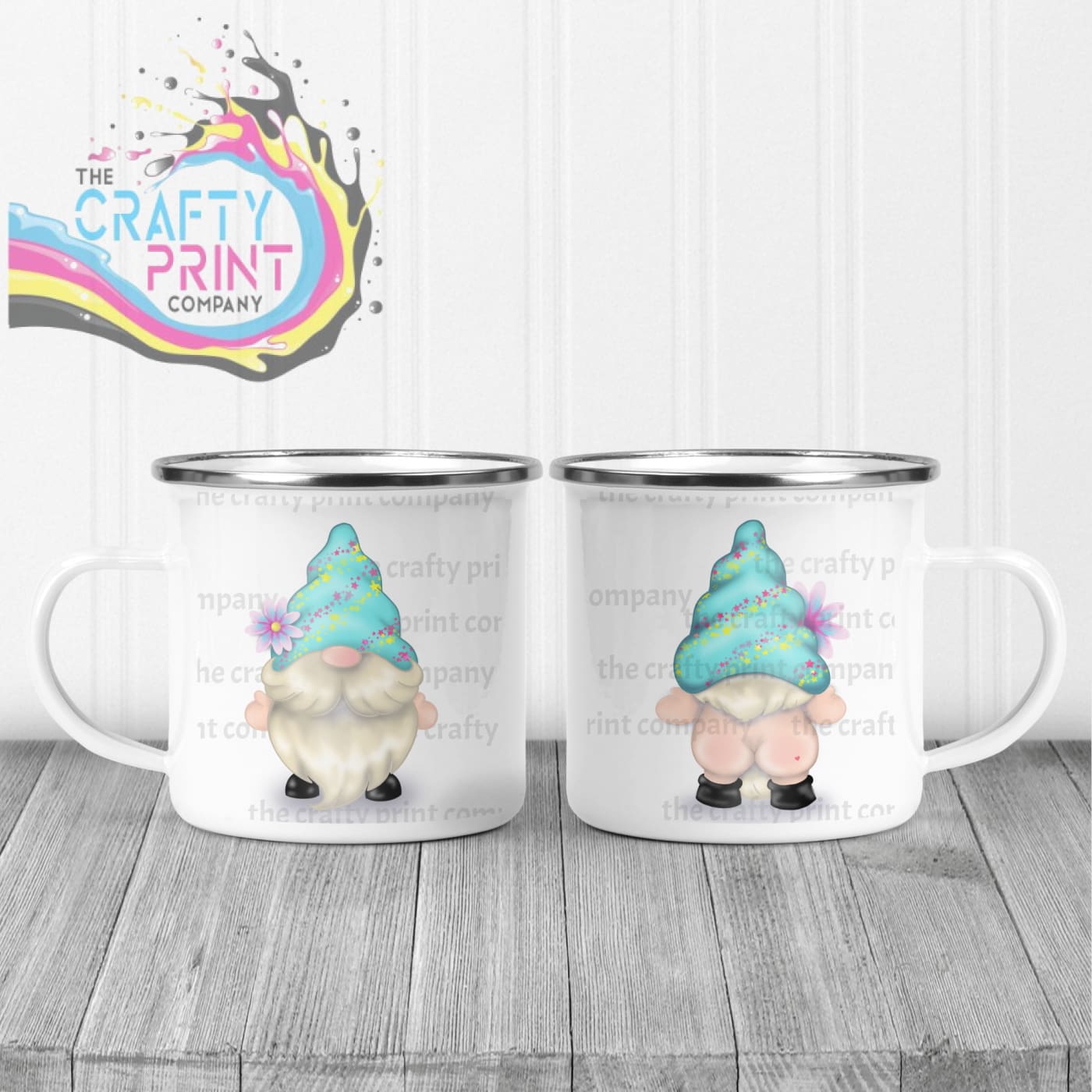Cheeky Bum Gonk with Flower Mug - Enamel - Mugs