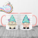 Cheeky Bum Gonk with Flower Mug - Pink Handle & Inner - Mugs