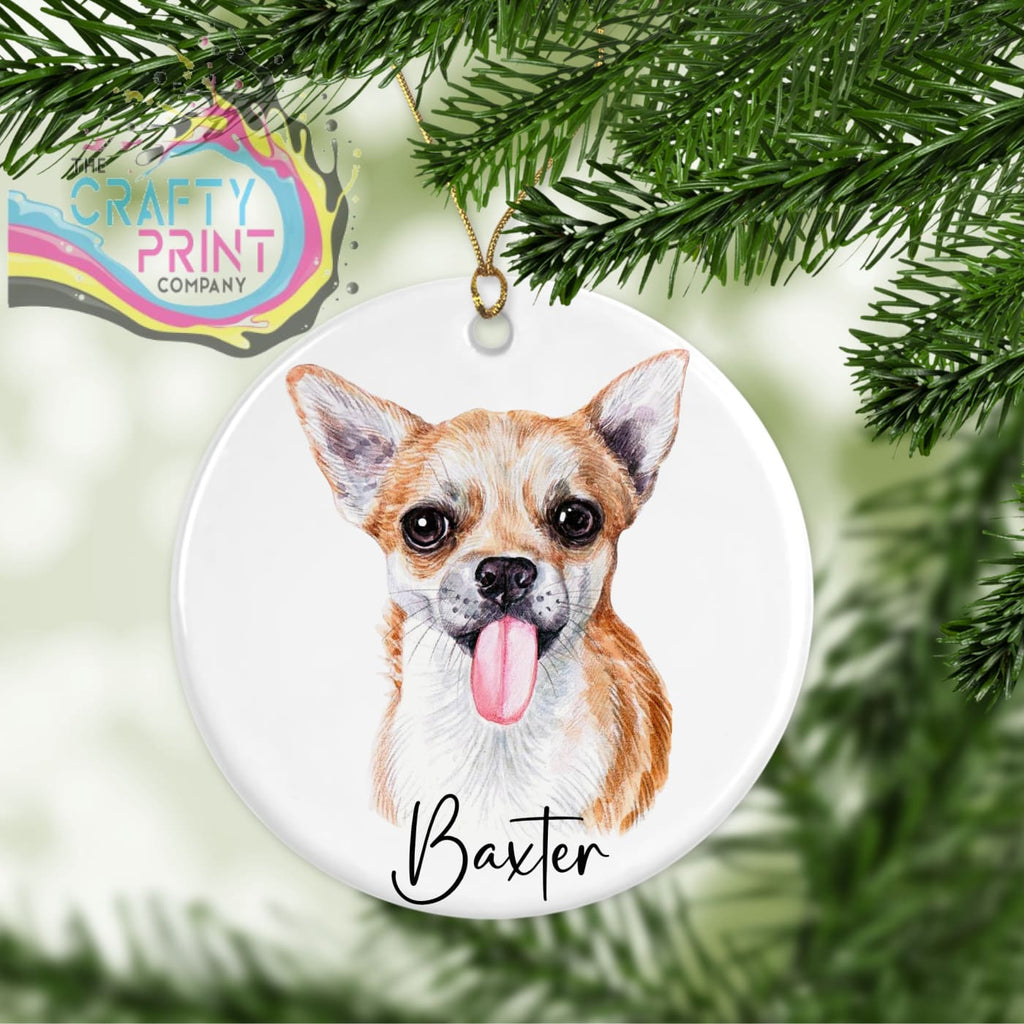 Chihuahua Dog Personalised Ceramic Ornament - Holiday