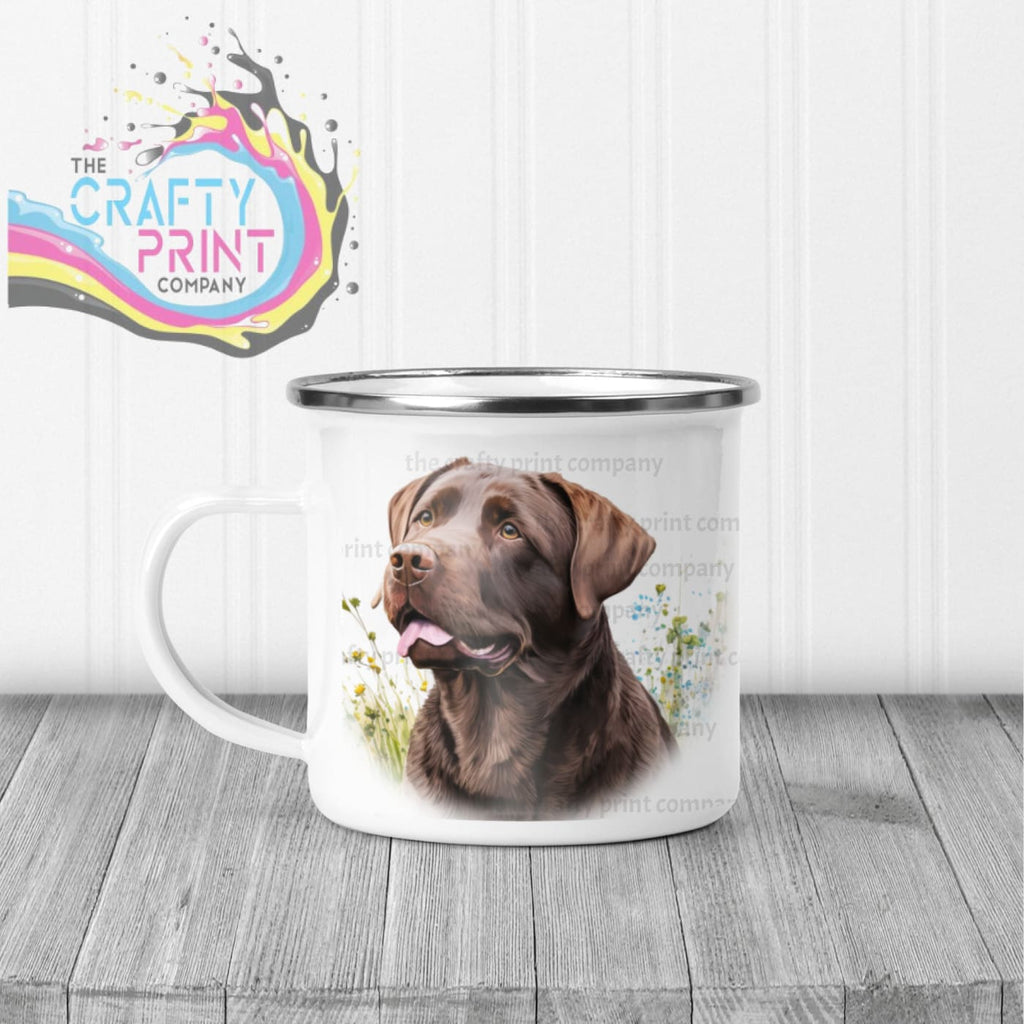 Chocolate Labrador Mug with flowers design - Enamel - Mugs