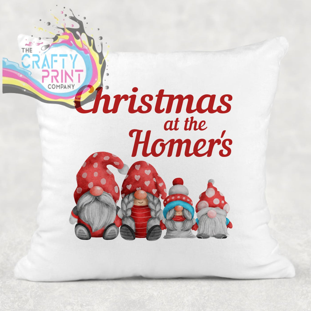 Christmas at the Surname’s Gnome Personalised Cushion
