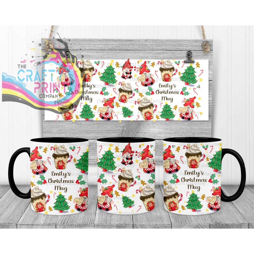 Christmas Cookie Gonk Personalised Mug - Black Handle &