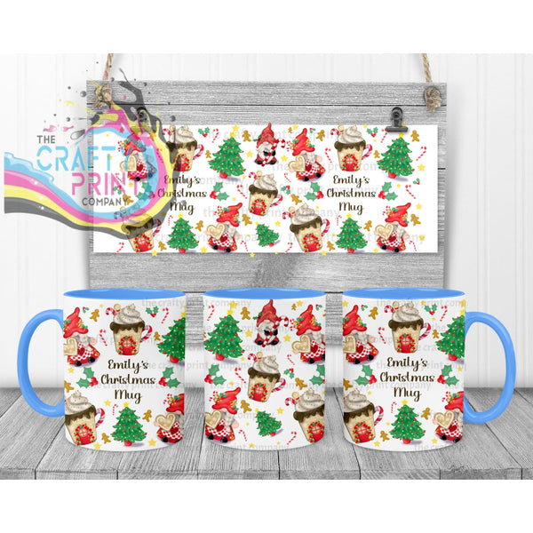Christmas Cookie Gonk Personalised Mug - Blue Handle &