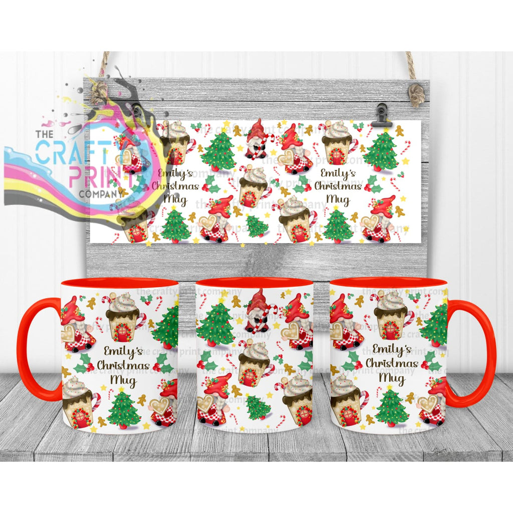 Christmas Cookie Gonk Personalised Mug - Red Handle & Inner