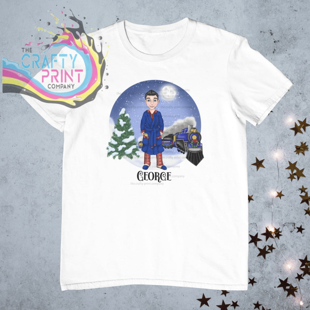 Christmas Express Train Man Personalised T-shirt - Black