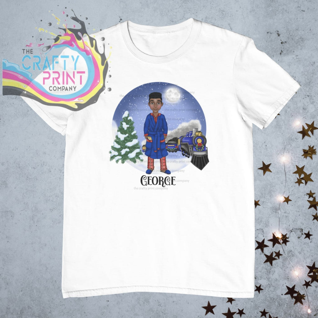 Christmas Express Train Man Personalised T-shirt - Curly