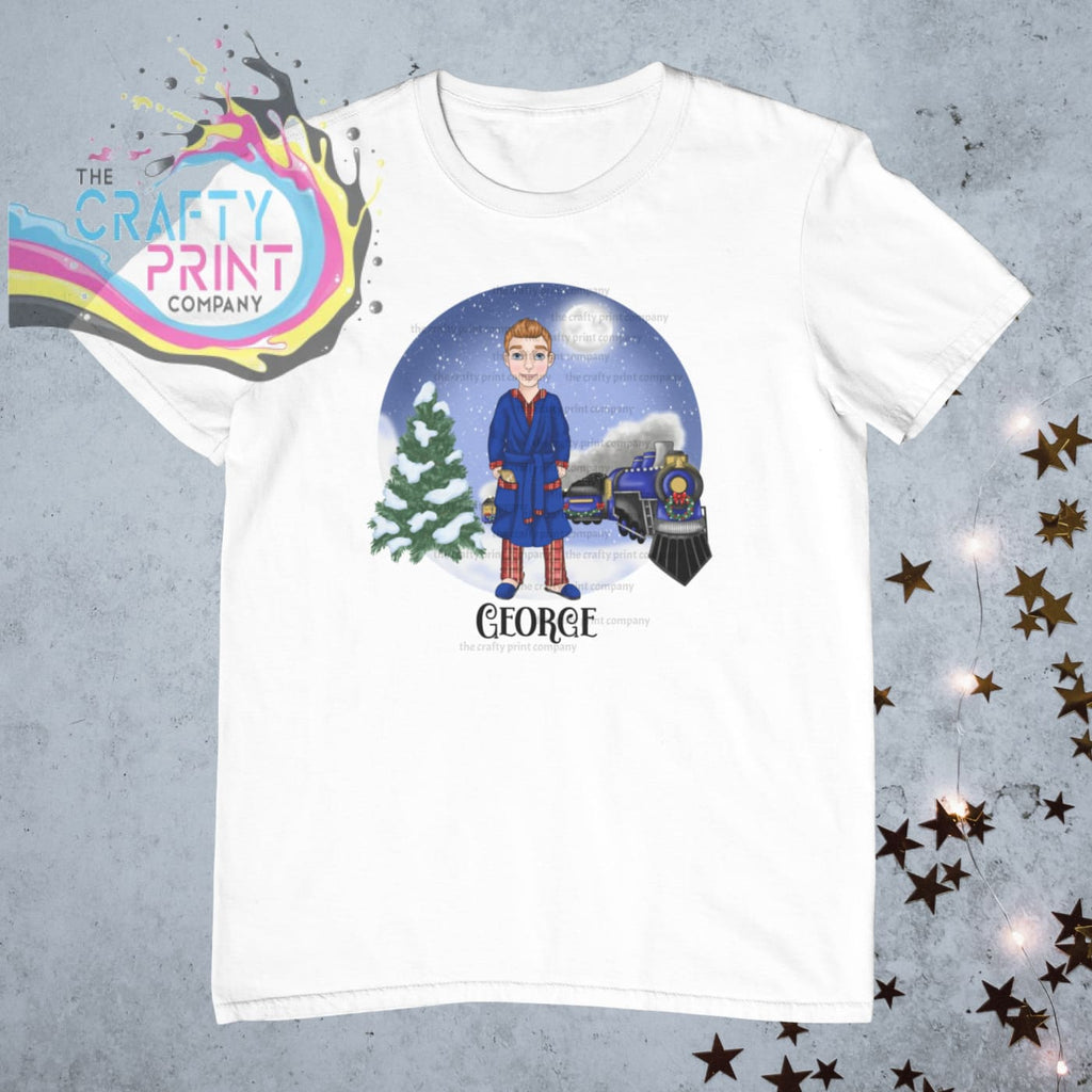 Christmas Express Train Man Personalised T-shirt - Red Hair