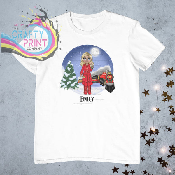 Christmas Express Train Woman Personalised T-shirt - Blonde