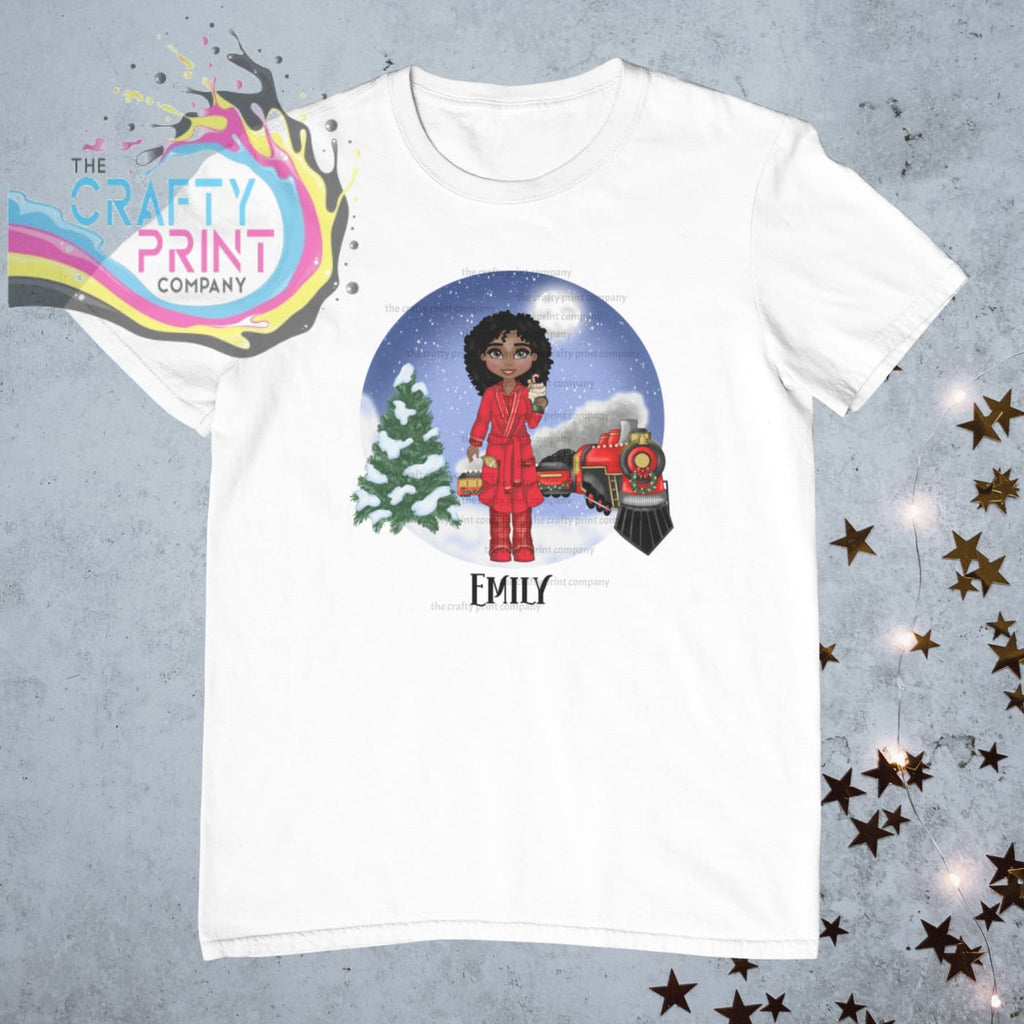 Christmas Express Train Woman Personalised T-shirt - Curly