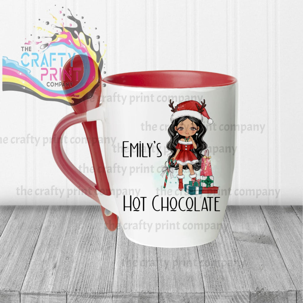 Christmas Ready Girl Personalised Hot Chocolate Mug