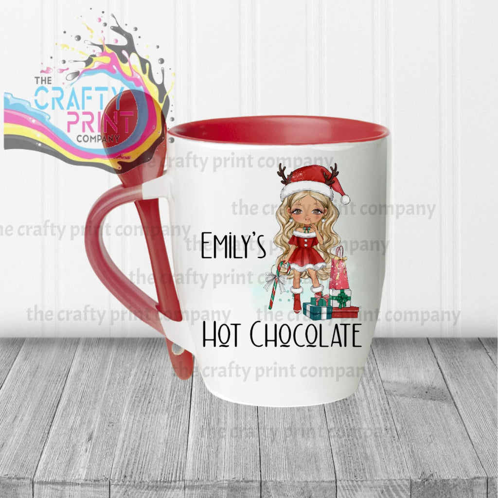 Christmas Ready Girl Personalised Hot Chocolate Mug