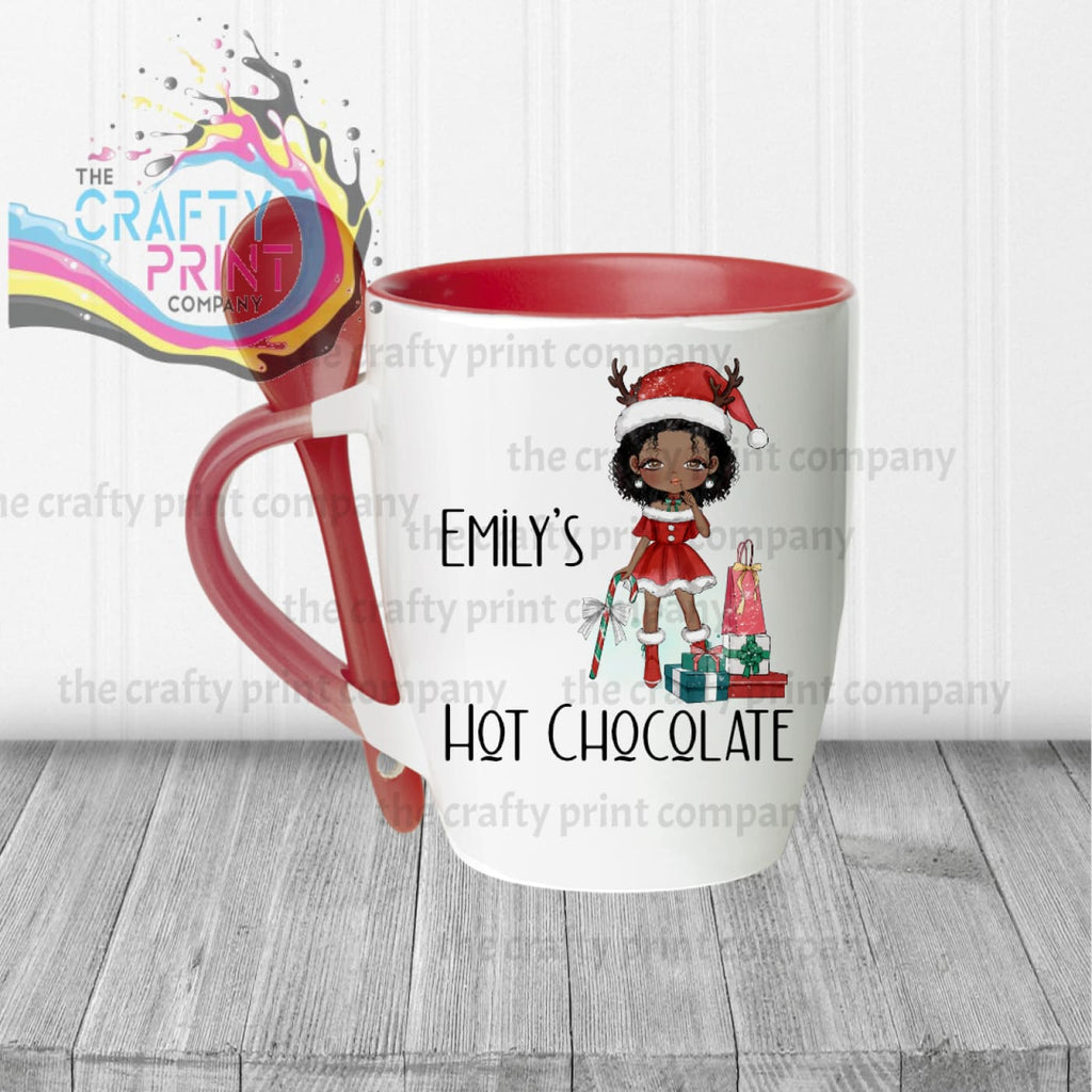 Christmas Ready Girl Personalised Hot Chocolate Mug