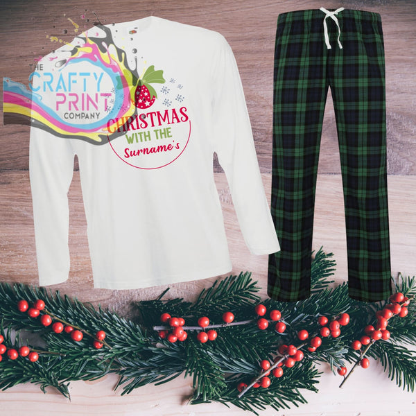 Christmas with the Personalised Tartan Pyjamas Adult - Green
