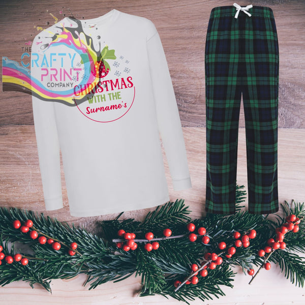 Christmas with the Personalised Tartan Pyjamas Child - Green