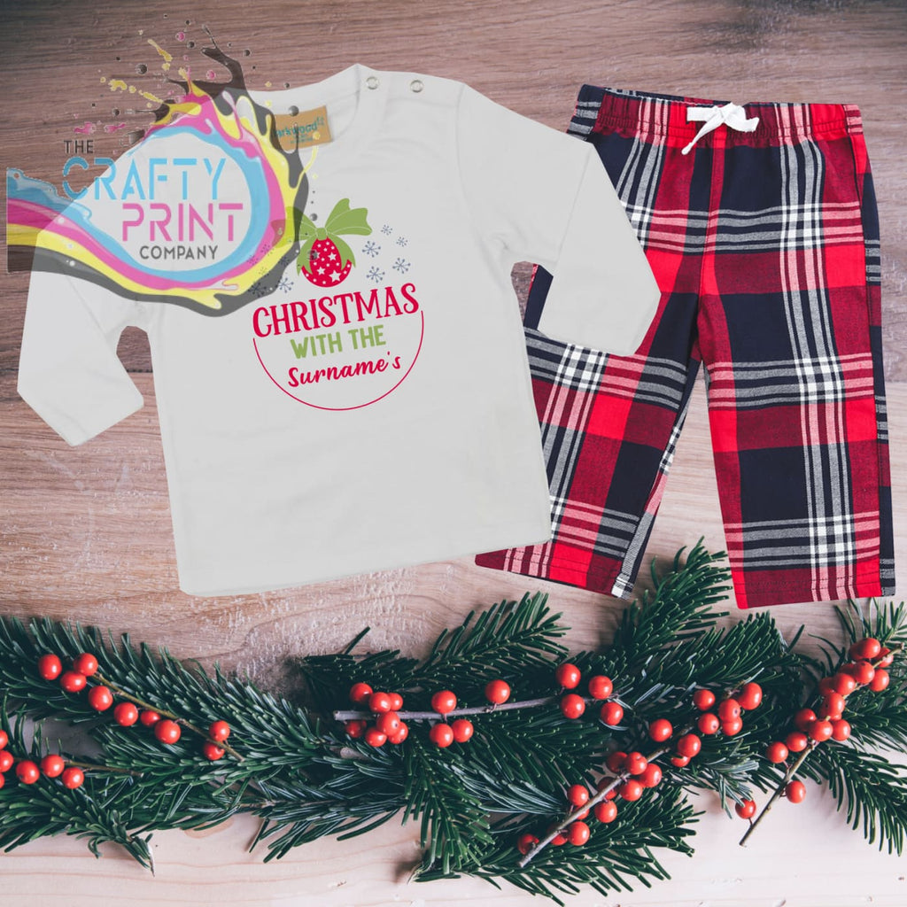 Christmas with the Personalised Tartan Pyjamas Toddler - Red