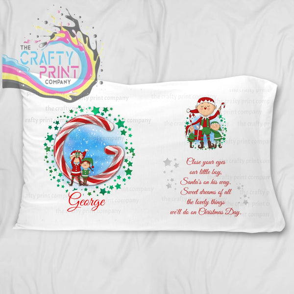 Close Your Eyes Christmas Eve Personalised Pillowcase - Boy