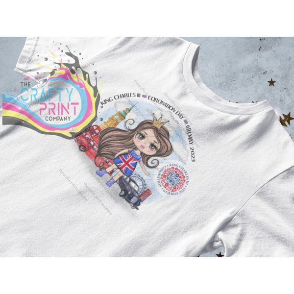 Coronation Girl T-shirt Printed with Logo - Brown Hair -