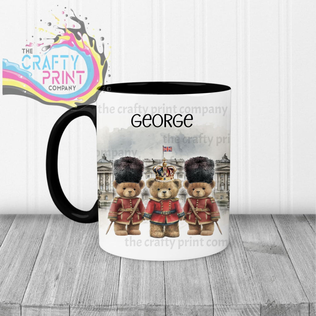 Coronation Palace Bears Personalised Mug - Black Handle &