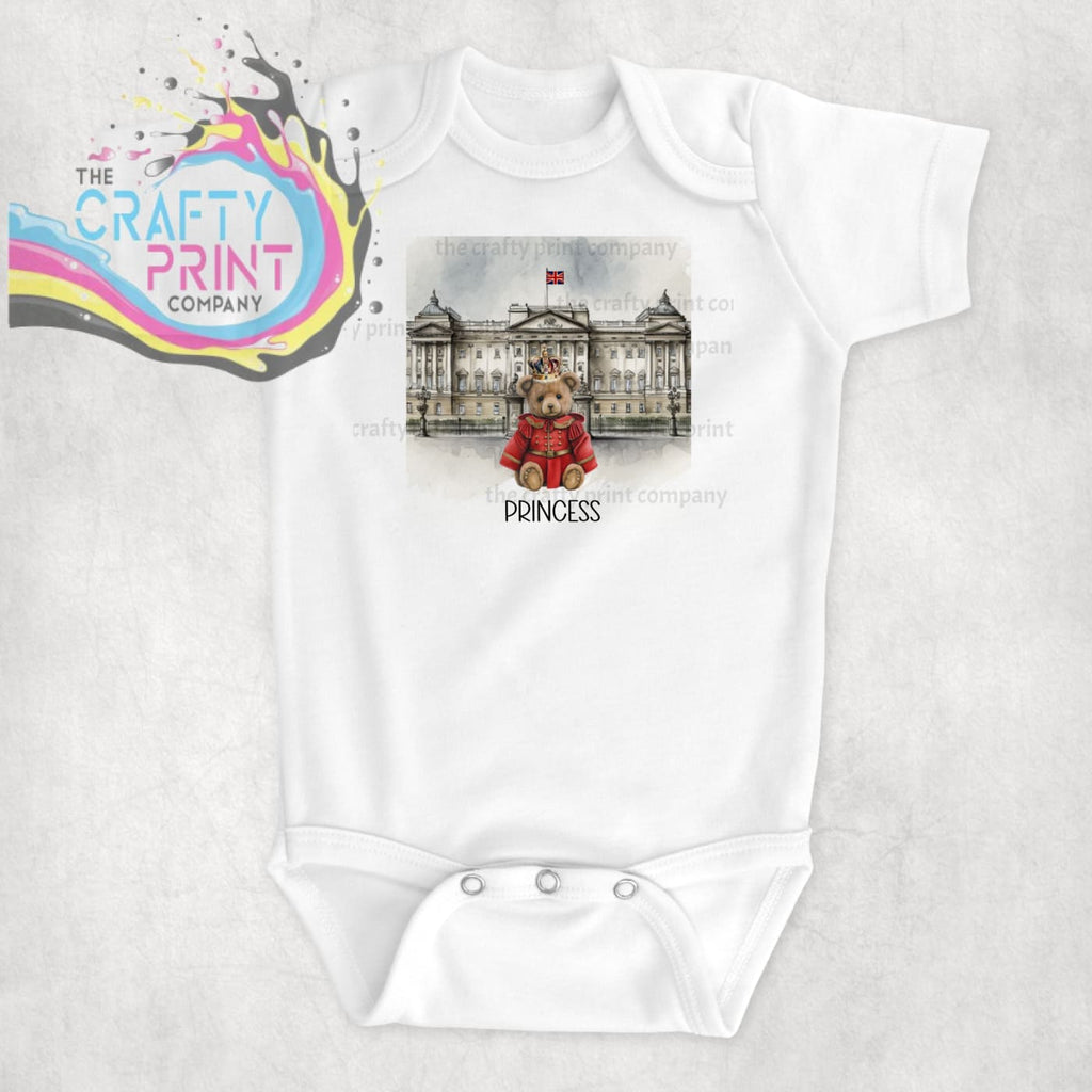 Coronation Princess Bear Vest Personalised - Baby One-Pieces