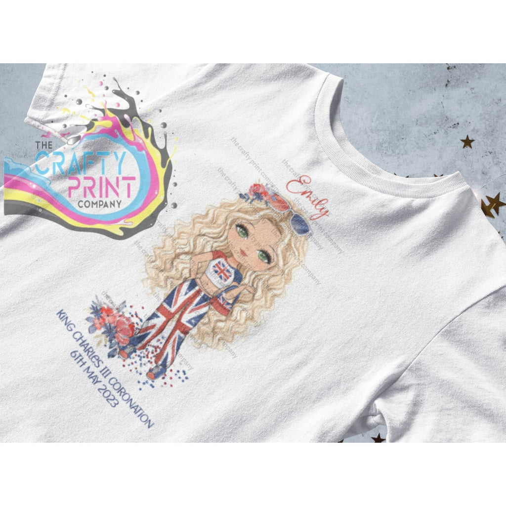 Kings Coronation Girl T-shirt V2 Personalised - Blonde Hair
