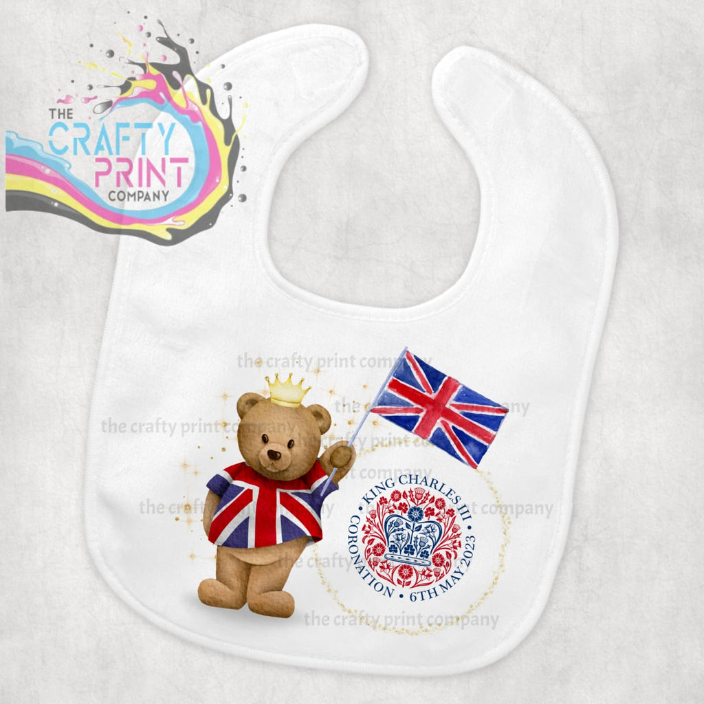 Coronation Teddy Bear with Logo Baby Bib - 1 - & Toddler