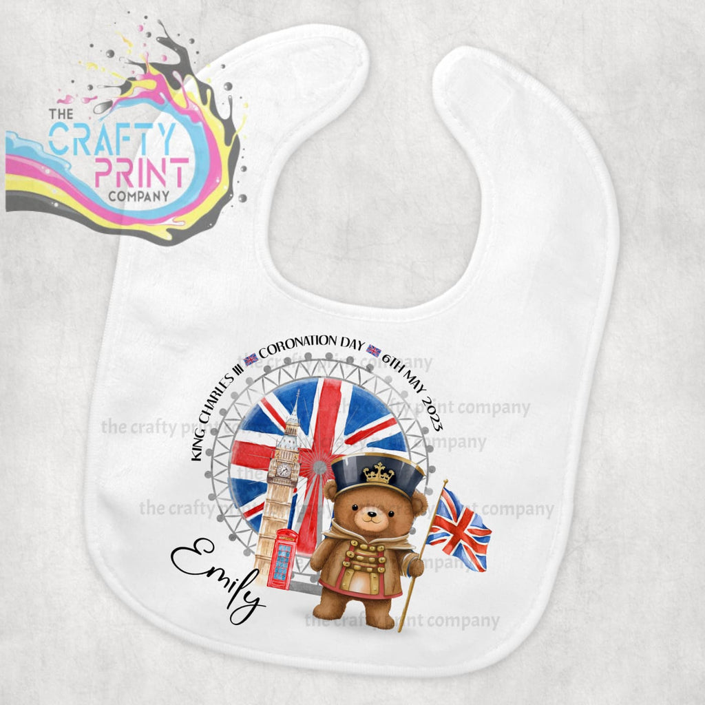 Coronation Teddy Flag Personalised Baby Bib - & Toddler
